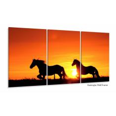 Imagem de Quadro Decorativo 120x60 Sala Cavalos Por Do Sol Animais 1