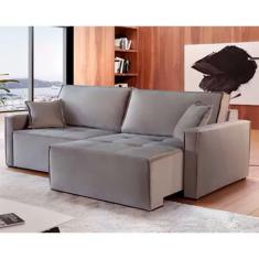 Imagem de Sofá Luxo Alpha Retrátil Com Almofadas Soltas 2,10m Cinza