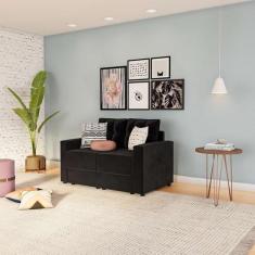 Imagem de Sofá 2 Lugares Retrátil Aquisgrana Suede Preto 140 Cm - Mobly