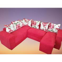 Imagem de Sofá de Canto com Espreguiçadeira Vermelho Floral