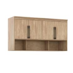 Imagem de Módulo Aéreo para Cama Queen 4 Portas 3 Nichos Belmax Carvalho