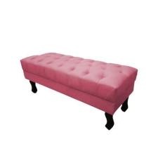 Imagem de Recamier Luis Xv Capitonê Retrô 100cm Suede Rosa Pés Madeira Ms Decor