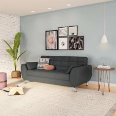 Imagem de Sofá 3 Lugares Laura Suede Cinza - Mobly