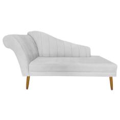 Imagem de Recamier Divã Pés Palito Para Sala Cecilia 1.60cm Suede Branco -  INCA