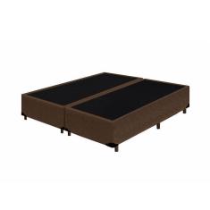 Imagem de Cama Box Queen Bipartido King Design Suede Marrom 158x198x40
