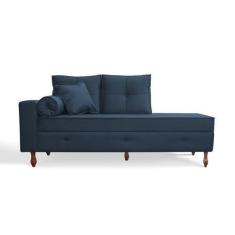 Imagem de Recamier Calçadeira Cancun 1,38 cm Suede Azul Marinho- MeuLar Decoraçõ