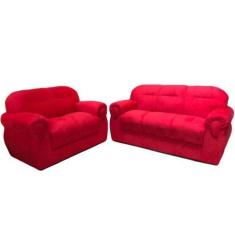 Imagem de Jogo de Sofá de 2 e 3 Lugares Brasil/Viena Vermelho Liso - G&J Estofad