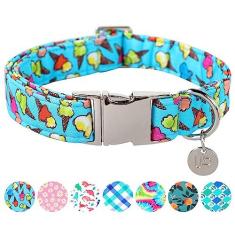 Imagem de UP URARA PUP Coleira para cães de algodão com fivela de metal para presente para meninas ou meninos pequenos, médios e grandes, coleiras fofas e duráveis e confortáveis para animais de estimação