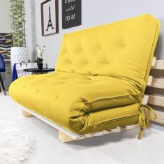 Imagem de Sofa Cama Casal Futon Oriental Amarelo Acquablock Com Madeira Maciça