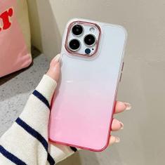 Imagem de Estojo transparente com gradiente de revestimento de luxo para iPhone 14 13 12 11 Pro Max Protetor de câmera para iPhone XR XS Max Capa traseira transparente, rosa, para iPhone 14 Plus