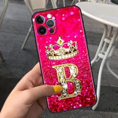Imagem de Capa de telefone de carta de diamantes rosa para iPhone 11 7 12 13 Pro XR X XS Max 6 6S 8 Plus SE Capa macia à prova de choque Funda SE2022,B02,Para iPhone 12 Pro