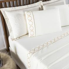 Imagem de Jogo Lençol Bordado Titanium Padrão 4 Peças Barato - Palha