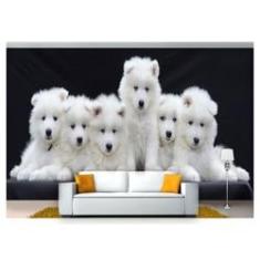 Imagem de Papel De Parede Cães Filhotes Samoieda 3D Anm242