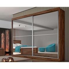 Imagem de Guarda Roupa Casal 2 Portas de Correr e 4 Gavetas c/2 Espelhos Verona Plus Braúna - Europa