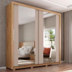 Imagem de Guarda Roupa com Espelho 2 Portas 4 Gavetas Suburban Gold Buriti/Cinza