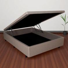 Imagem de Base Box Baú Viúva em Linho 120x203x42cm Bege