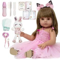 Imagem de Boneca Reborn Silicone Bailarina Menina Coelhinha Com Itens - Cegonha