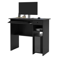Imagem de Mesinha PC Notebook Escrivaninha para Computador Gaveta Nicho Prateleira Canto Quarto Escritório Consultório – Viena - Preto - RPM
