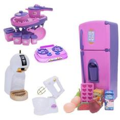 Imagem de Cozinha Infantil Menina Eletro Fogão Panelas 21 Peças - Altimar