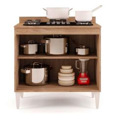 Imagem de Balcão Para Cooktop 2S Brenda 80Cm Castanho Preto