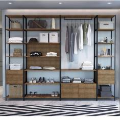 Imagem de Conjunto de 4 Estantes Guarda-Roupa para Closet com 8 Gavetas Industrial Artesano Vermont/Preto