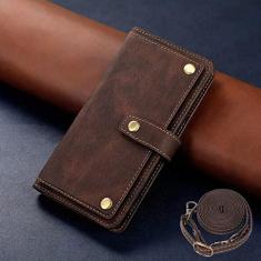 Imagem de Capa tipo carteira transversal de luxo para Samsung Galaxy S8 S9 S10 S10E S20 S21 S22 Plus Ultra Note 20 8 9 10 S Capa de couro para bolsa de telefone, café, para Galaxy S21 Ultra