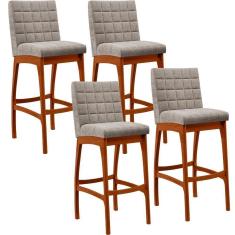 Imagem de Kit 04 Banquetas Altas Cozinha Mila B04 Bouclê Bege