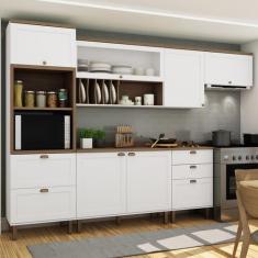 Imagem de Cozinha Completa Iluminata 7 Portas 4 Gavetas Branco/Ébano - Genialfle