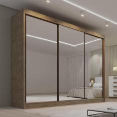 Imagem de Guarda Roupa Casal mdf Espelhado 3 Portas 6 Gavetas Qatar