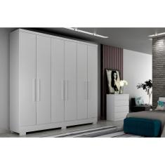 Imagem de Guarda Roupa Casal 6 Portas E 4 Gavetas C Espelho E Pes Milly Branco Novo Horizonte
