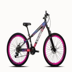 Imagem de Bicicleta Viking Aro 26 Preto Rosa Câmbios Shimanos Aro Rosa Vmaxx - V