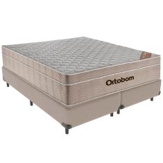 Imagem de Cama Box Bege E Colchão Airtech Springpocket Molas Ensacadas Queen Ortobom