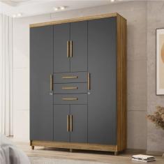 Imagem de Guarda-roupa Casal 5 Portas e 3 Gavetas Imperial Nature/Alasca