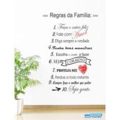 Imagem de Adesivo Decorativo de Parede Frases Regras da Família com coração