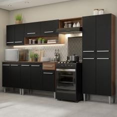 Imagem de Cozinha Completa Com Armário E Balcão Rustic/Preto