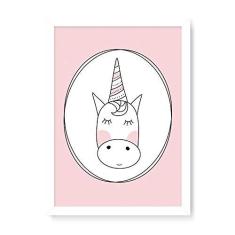 Imagem de Arte Maníacos Quadro Decorativo Unicórnio Linhas Fundo  - 23x16,25cm (Moldura caixa em laca )