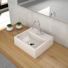 Imagem de Kit Cuba Q32 Com Torneira Luxo 1195 Metal E Válvula 1 Pol. Sifão Pvc E Flexivel Bege