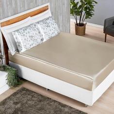 Imagem de Jogo De Lençol Casal Padrão Alya Cetim 3 Peças Marfim