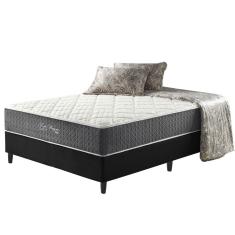 Imagem de Cama Box Casal Preto + Colchão Molas Ensacadas Suporte 200 Kg Fort Wayne 138x188x67cm