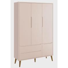 Imagem de Guarda-Roupa Retrô 3 Portas Théo New Rosa Fosco com Madeira - Reller