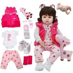 Imagem de Boneca Bebê Reborn Realista Girafinha Menina de Silicone 46c