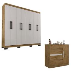 Imagem de Cômoda 8000 E Guarda Roupa Casal B2348 Freijó Baunilha - Araplac