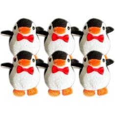 Imagem de Kit 6 Pinguim De Pelucia Com Gravata Chaveiro Atacado Cesta - 9cm