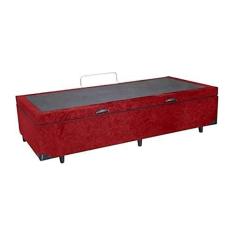 Imagem de Cama Box Baú Solteiro Suede Vermelho Com Pistão A Gás