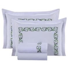 Imagem de Jogo De Cama Lençol Square Queen Bordado 4 Pçs - Branco