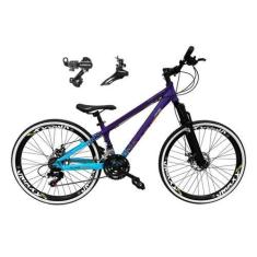 Imagem de Bicicleta Aro 26 Vikingx Tuff X44 Roxo/Azul 21v Câmbios Shimano Tz Fre