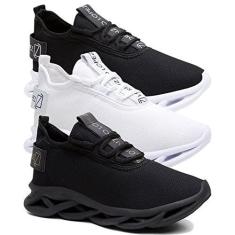 Imagem de Kit 3 Tênis Masculino de Academia e Corrida Leve Macio e Confortável - Preto/Branco/Preto+Branco/39