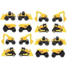 Imagem de Kit 16 Mini Tratores de Brinquedo Carrinho Caçamba Escavadeira Pá Carregadeira