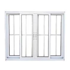 Imagem de Janela 4 Folhas Vidro c/Grade - Alumínio Branco - Linha 25 Suprema - J