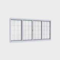 Imagem de Janela de Aço de Correr 100x150cm 4 Folhas com Grade Quadrada Facilita Lucasa